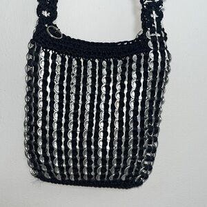 Black Hand Woven Coke Can Tab Crossbody Bag